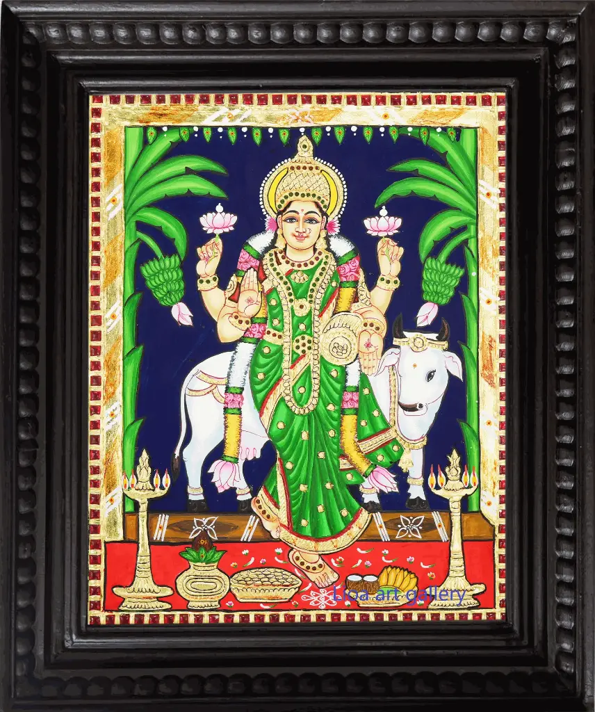 Graha Lakshmi with cow- Tanjore Painting