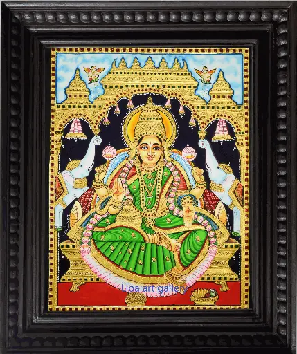 [109] Gajalakshmi- Tanjore Painting